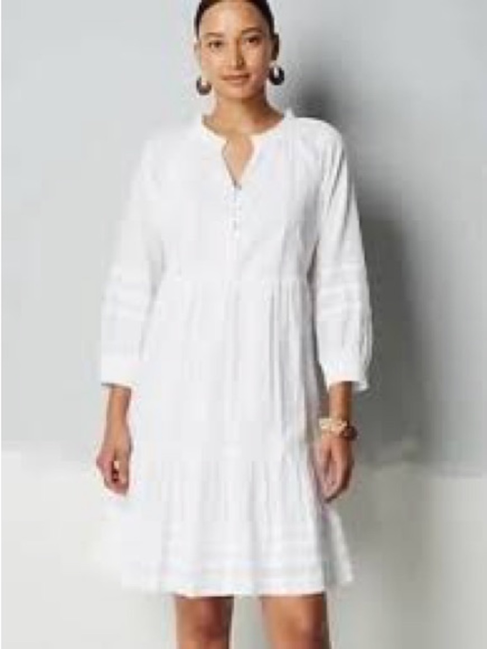 J. Jill large petite white dress searsucker smocked summer fairy wedding casual